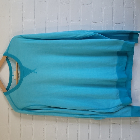 SPLENDID Aqua Sweatshirt Oversized Made in California USA Coastal Boho Lounge L - Picture 1 of 5
